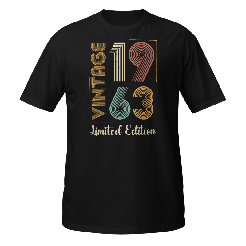 Novety unisex t-shirt 1963 birthday tee black limited edition
