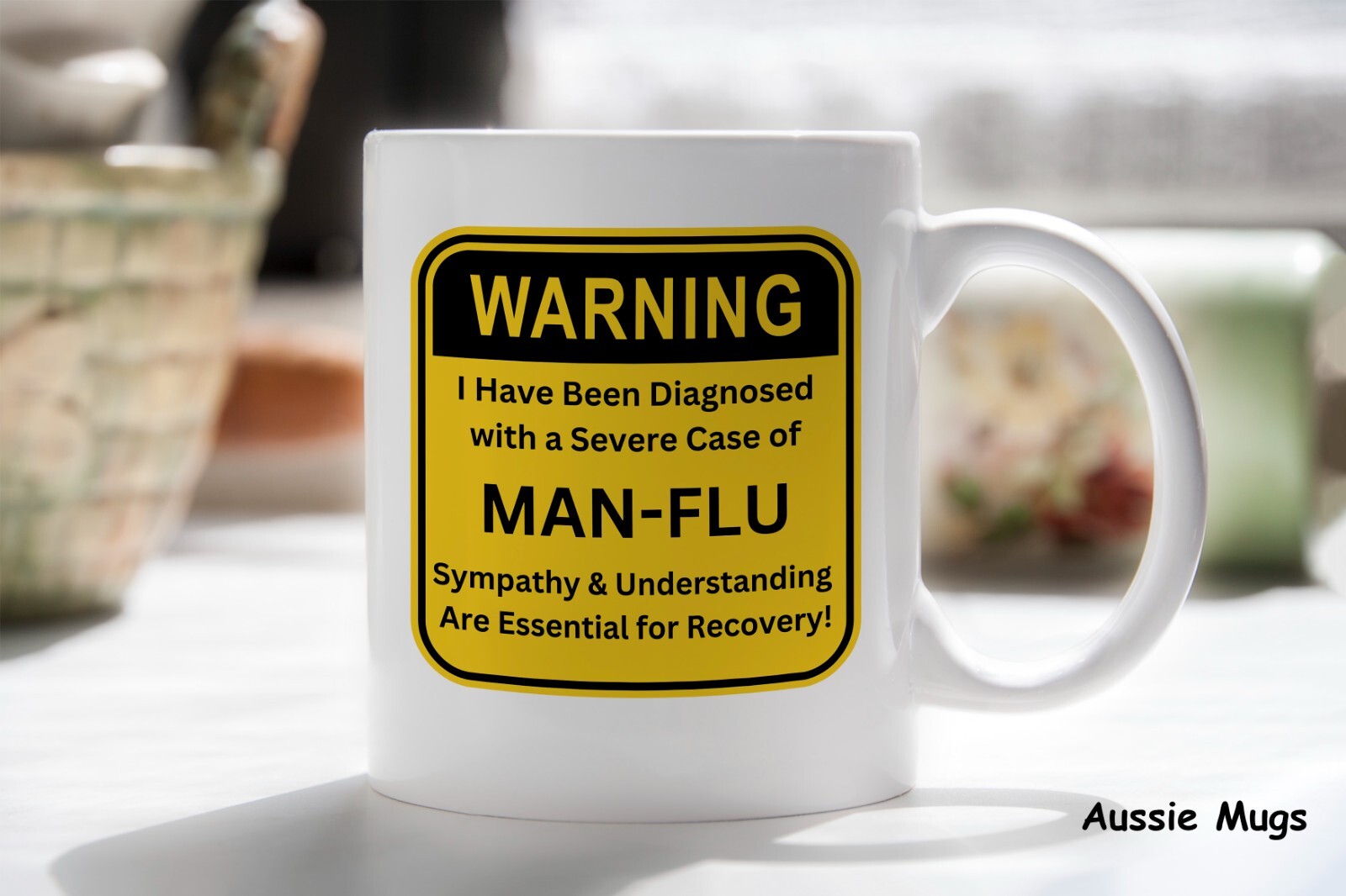 Warning Man-Flu Funny Novelty mug gift sick coffee cup