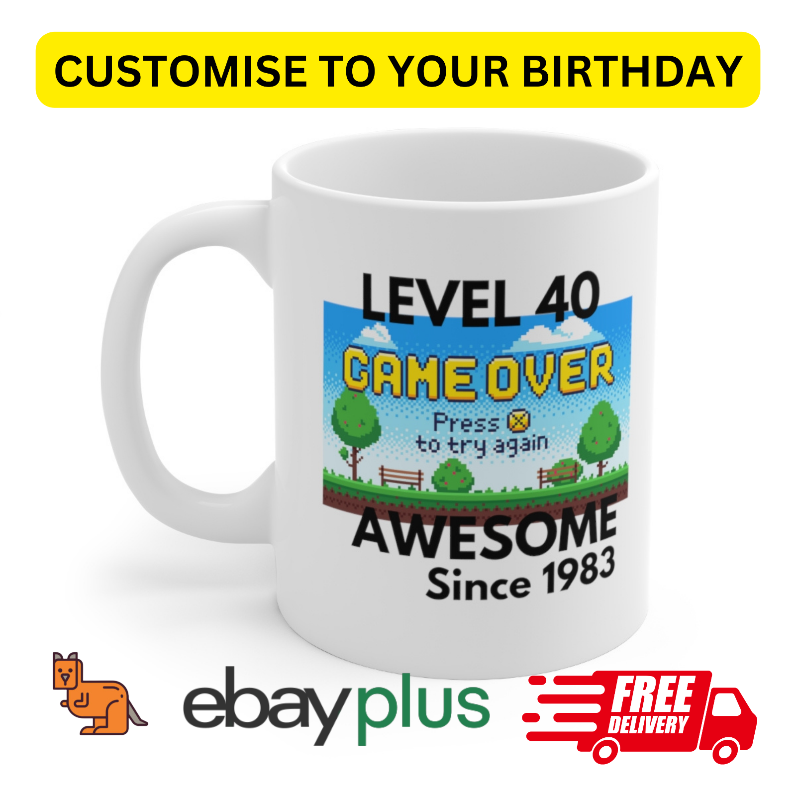 Customise birthday year mug gamer novelty mug funny 21st 30th 60th 50th 70th