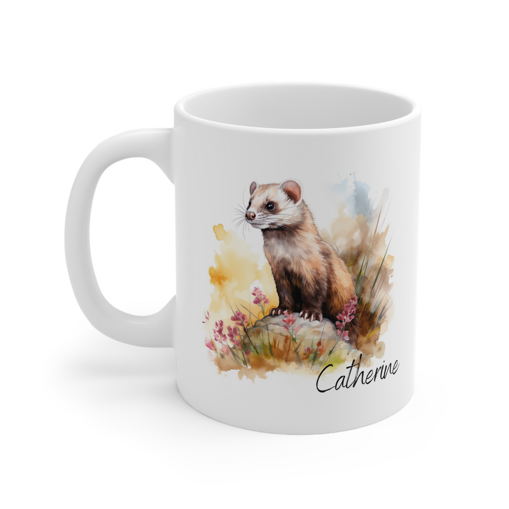 personalised ferret mug custom name mug secret Santa Kris Kringle animal gift