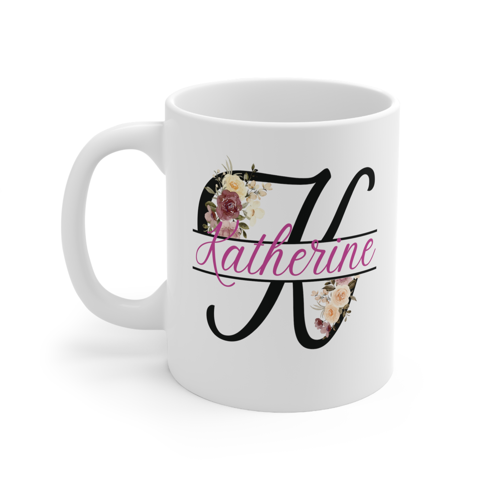 Personalised name mug floral mug monogram cup