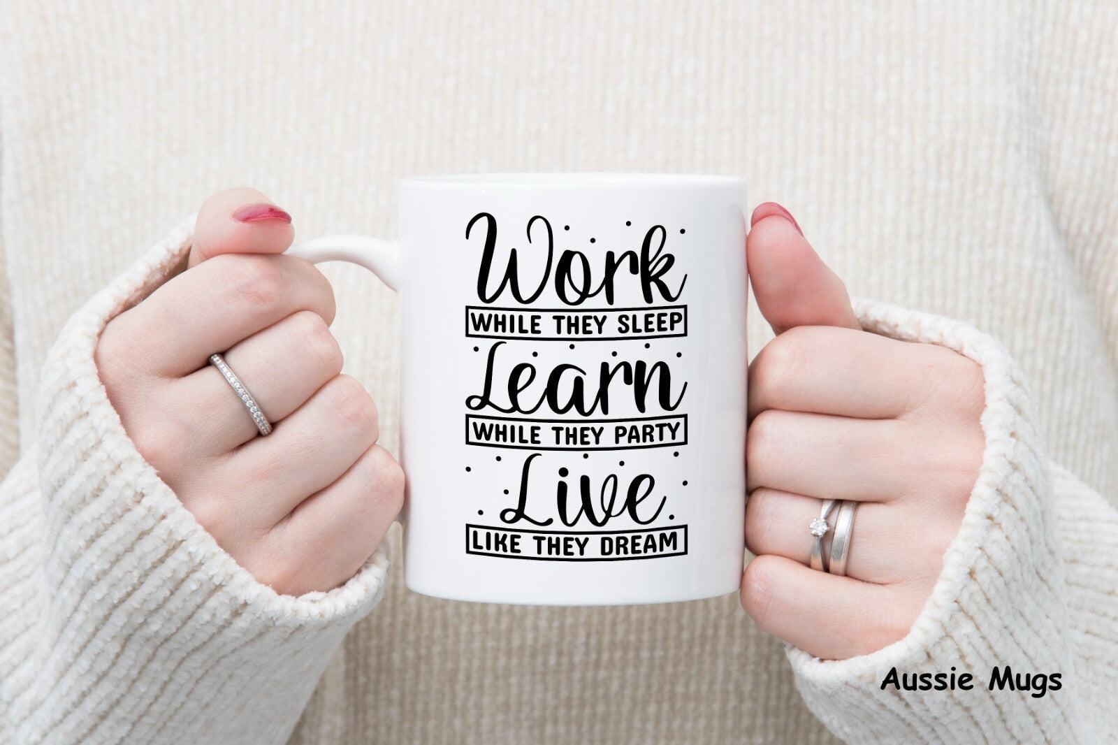 Motivational Gift Work Learn Live Novelty mug gift coffee cup