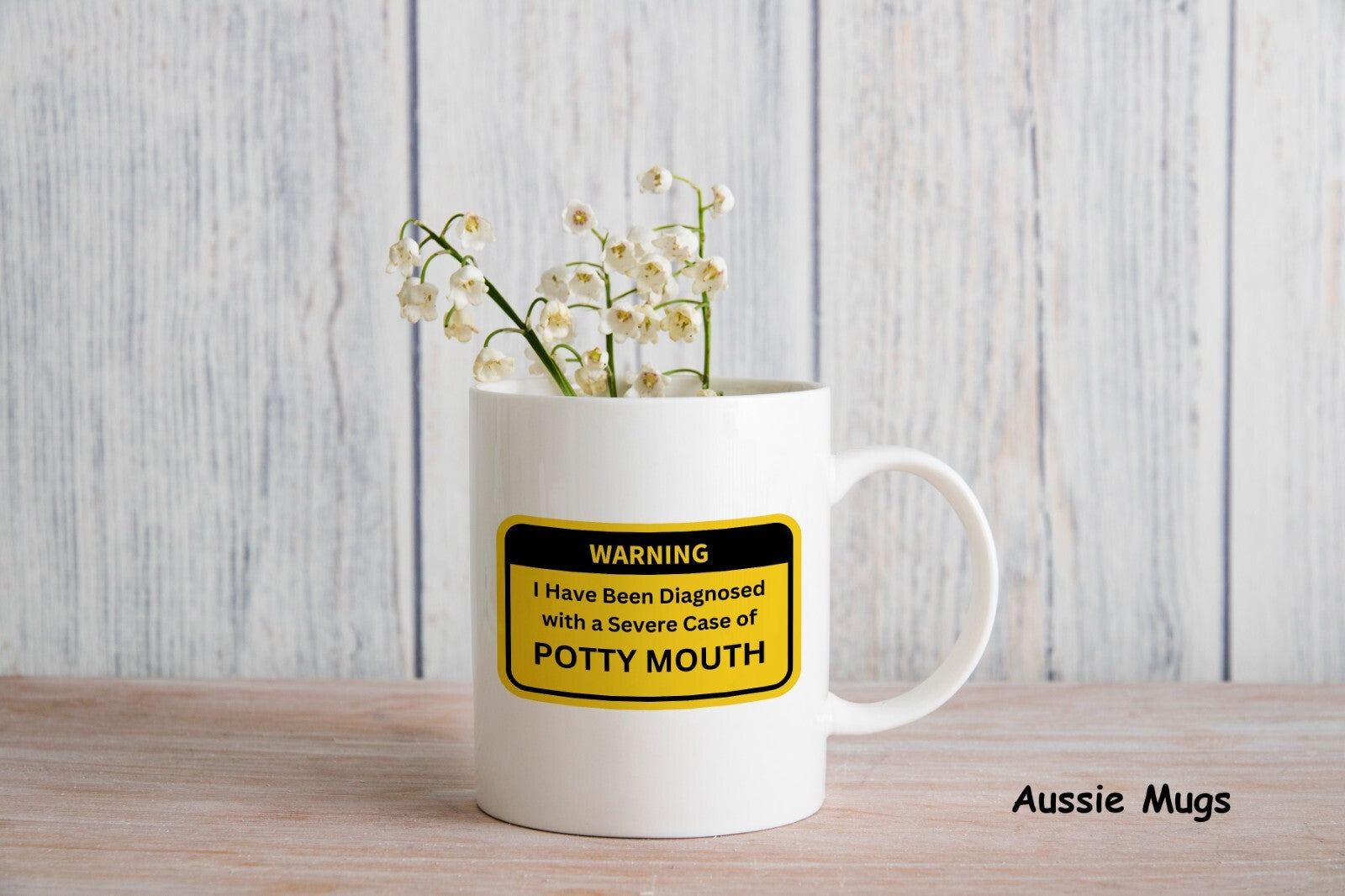 Potty Mouth Swearing Novelty mug gift funny caution coffee cup
