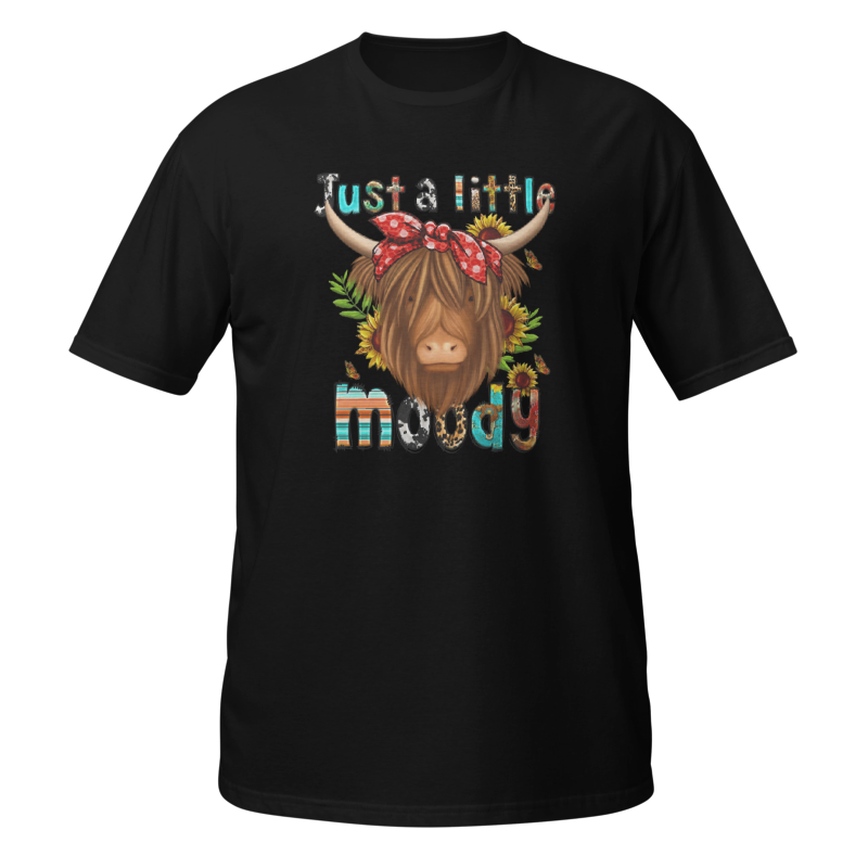 Highland Coo Novelty unisex t-shirt black just a little moody funny tee