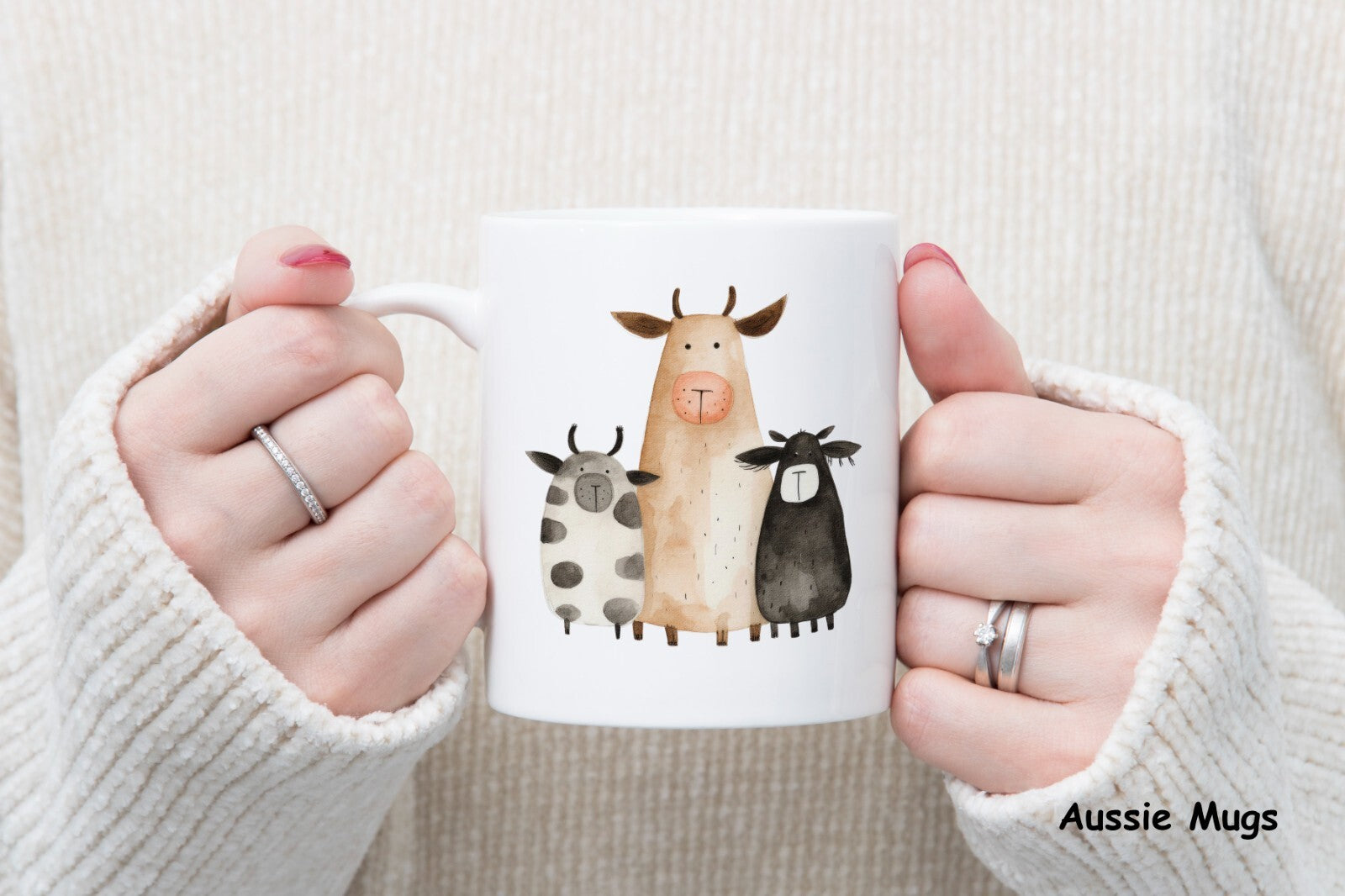 3 Cow Family Group Novelty mug gift coffee cup