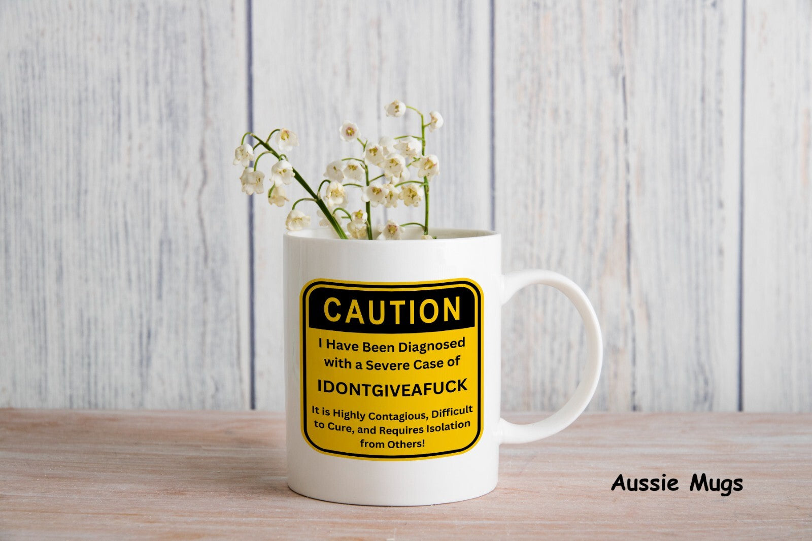 Gift for him I don't give a fu*k care Novelty mug caution coffee cup