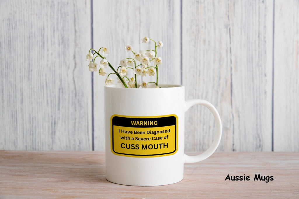 Cuss Potty Mouth Swearing Novelty mug gift funny caution coffee cup