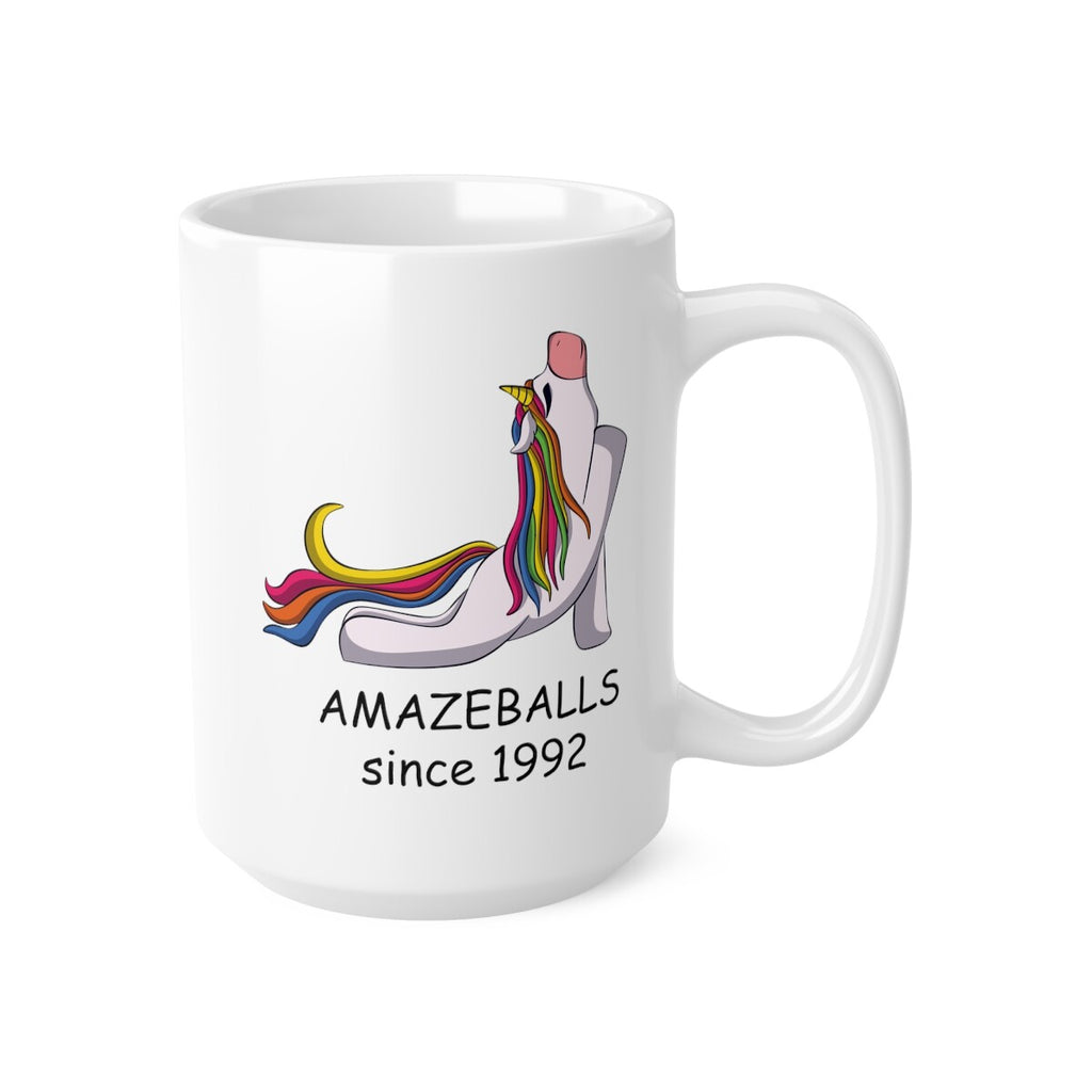 Novelty mug birthday customise birth year unicorn yoga amazeballs