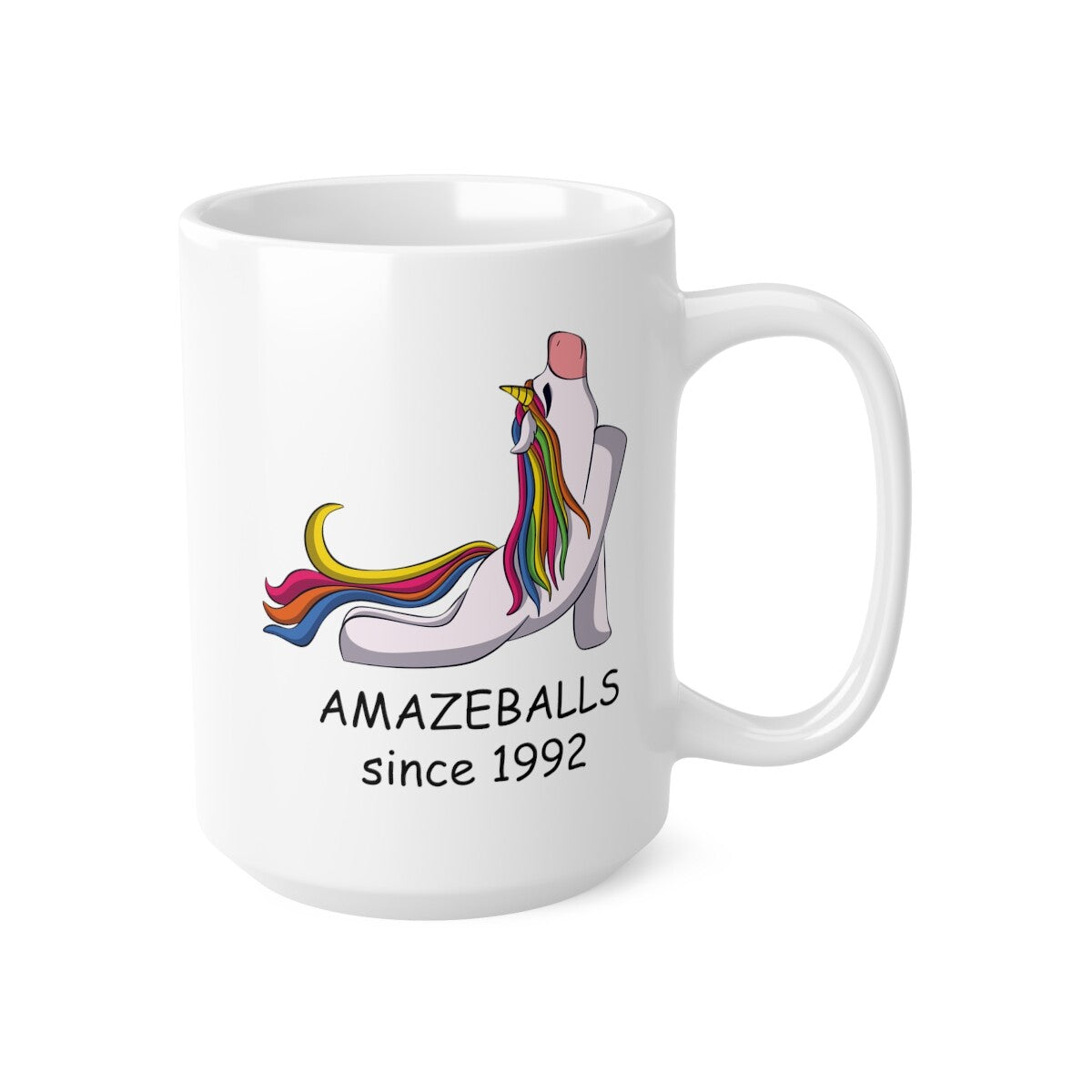 Novelty mug birthday customise birth year unicorn yoga amazeballs