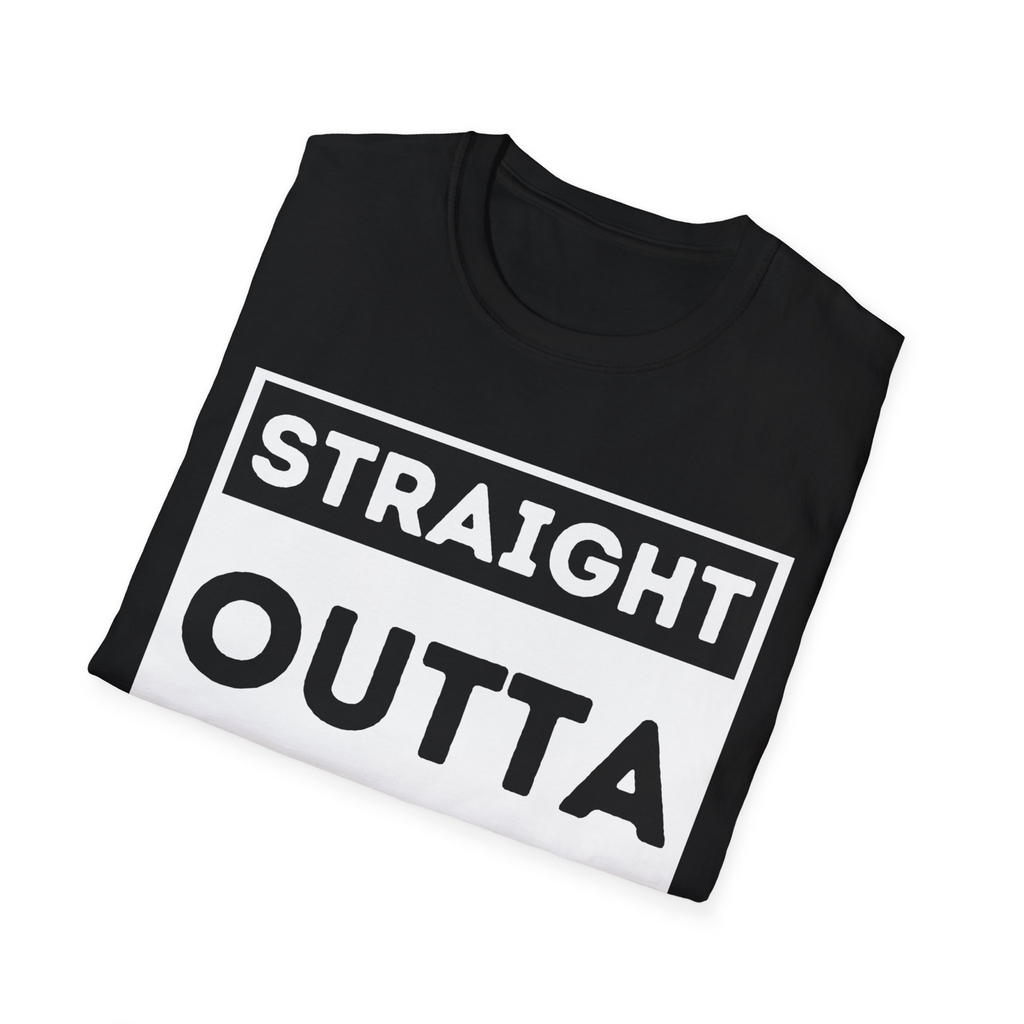 Straight outta custom your text Novelty unisex t-shirt black customise