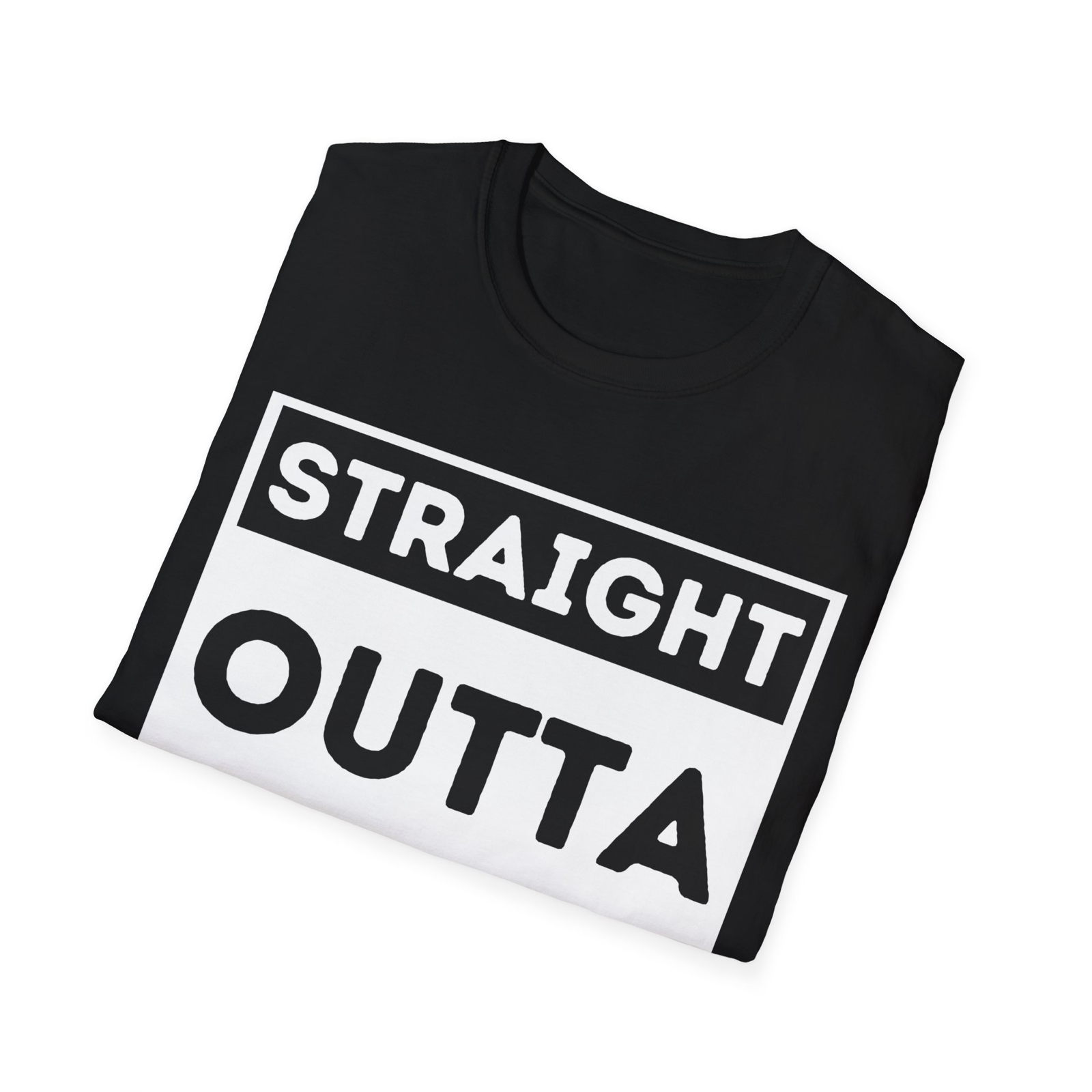 Straight outta custom your text Novelty unisex t-shirt black customise