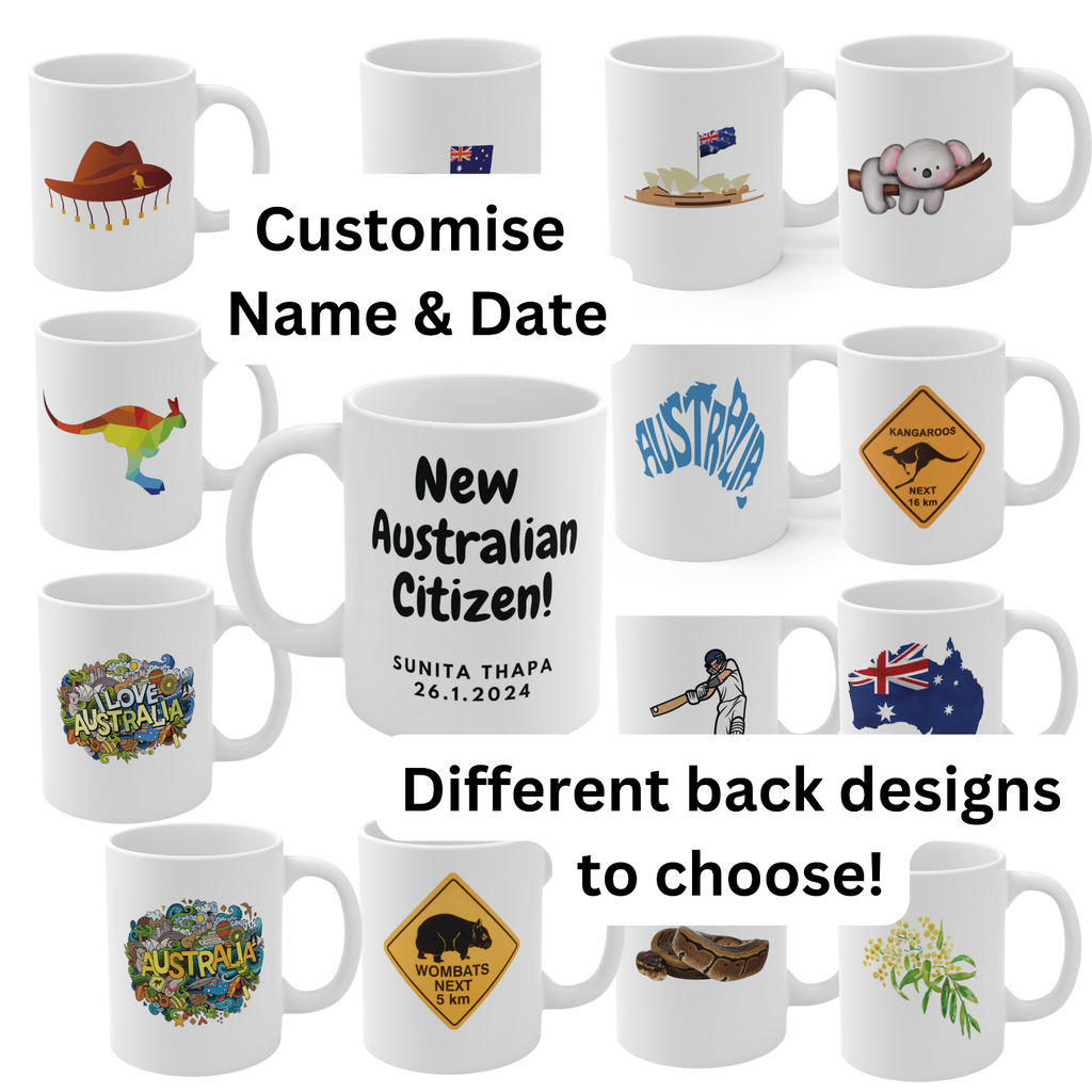 Australian citizenship mug customise keepsake celebration gift aussie citizen