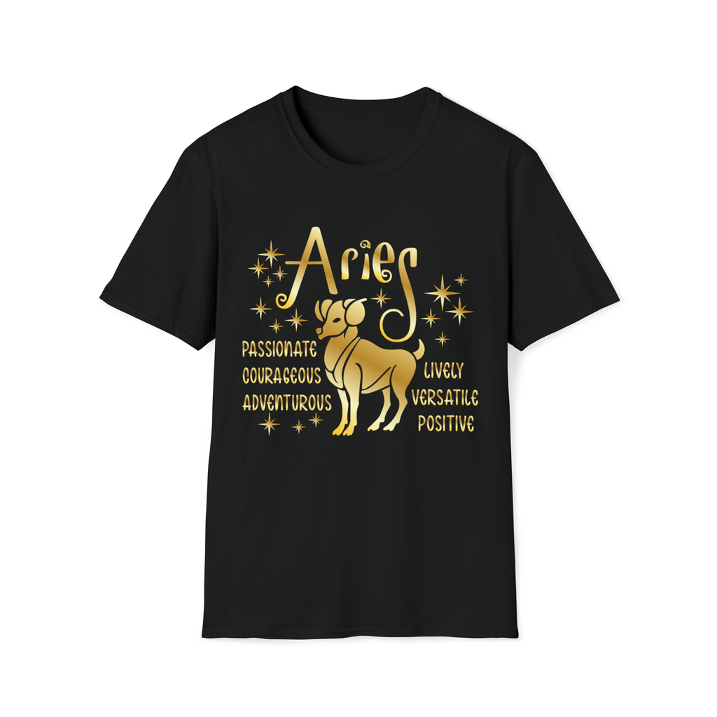Astrology Aries Novety unisex t-shirt star sign black