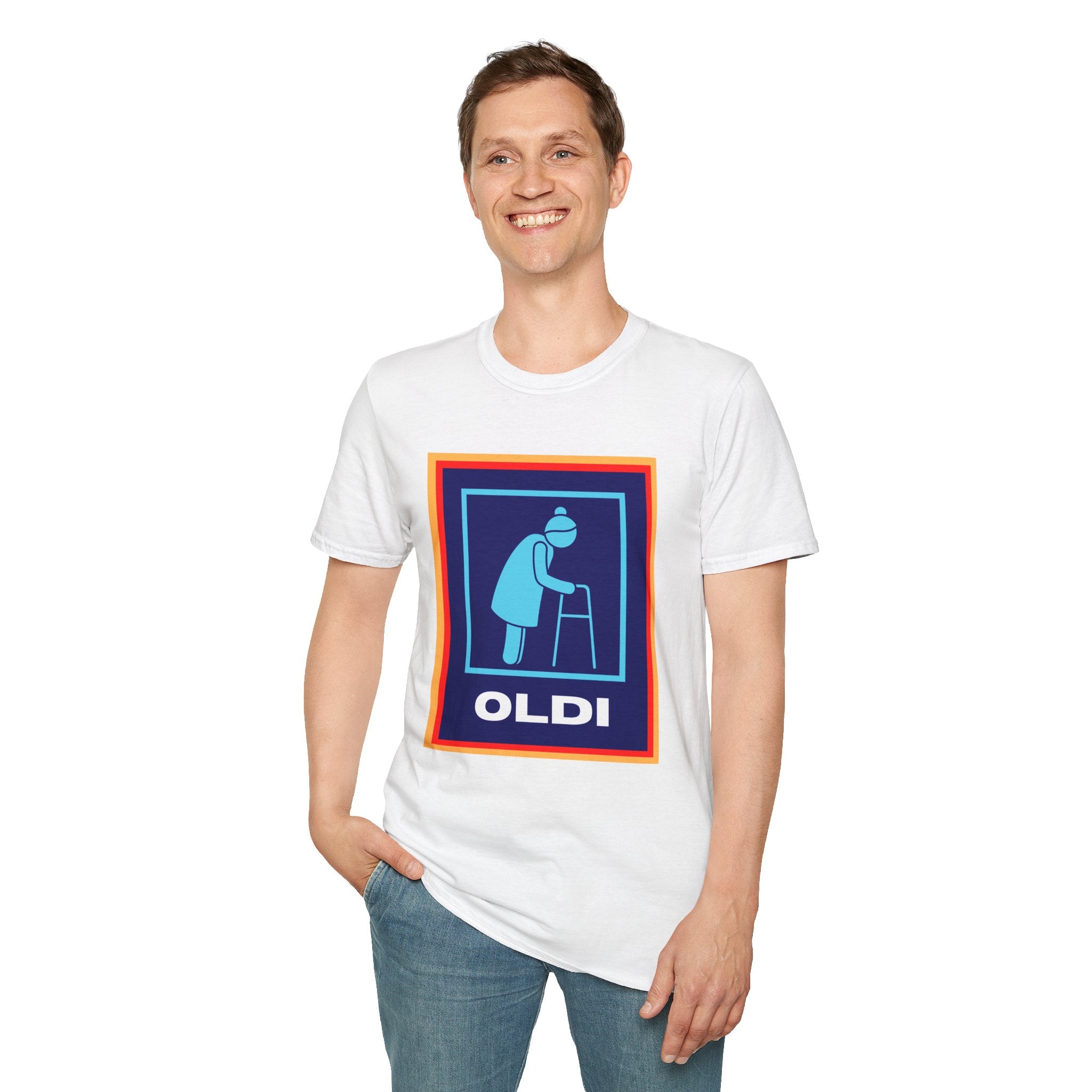 Old lady with Walking Stick Aldi Parody T-Shirt