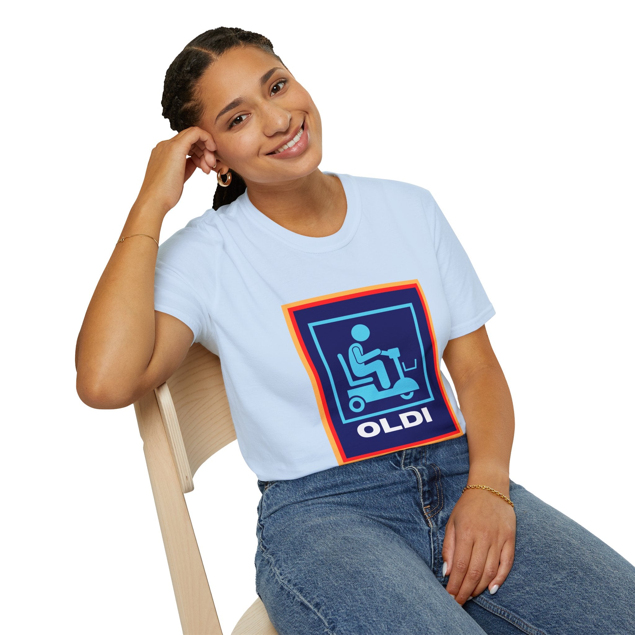 Oldi Scooter Funny Aldi Parody Light Blue Unisex T-Shirt