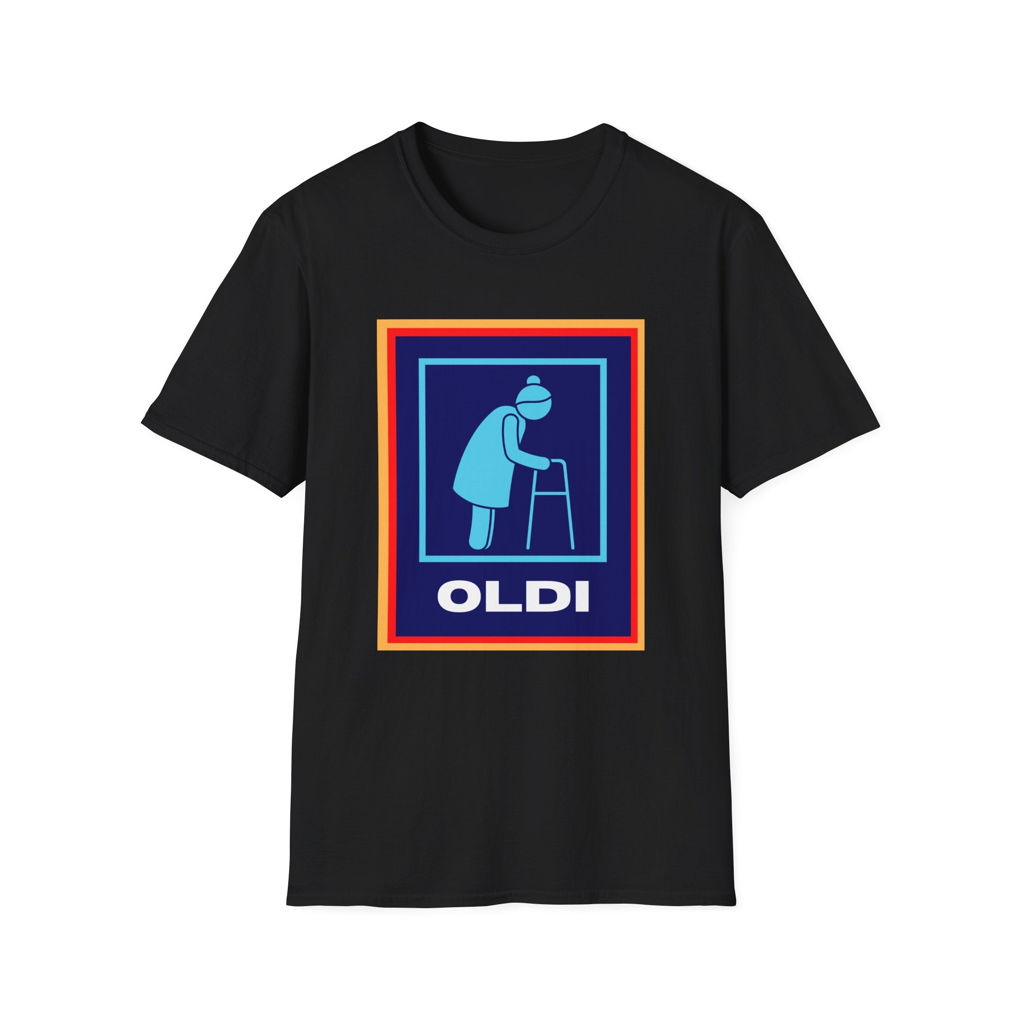 Old lady with Walking Stick Aldi Parody T-Shirt