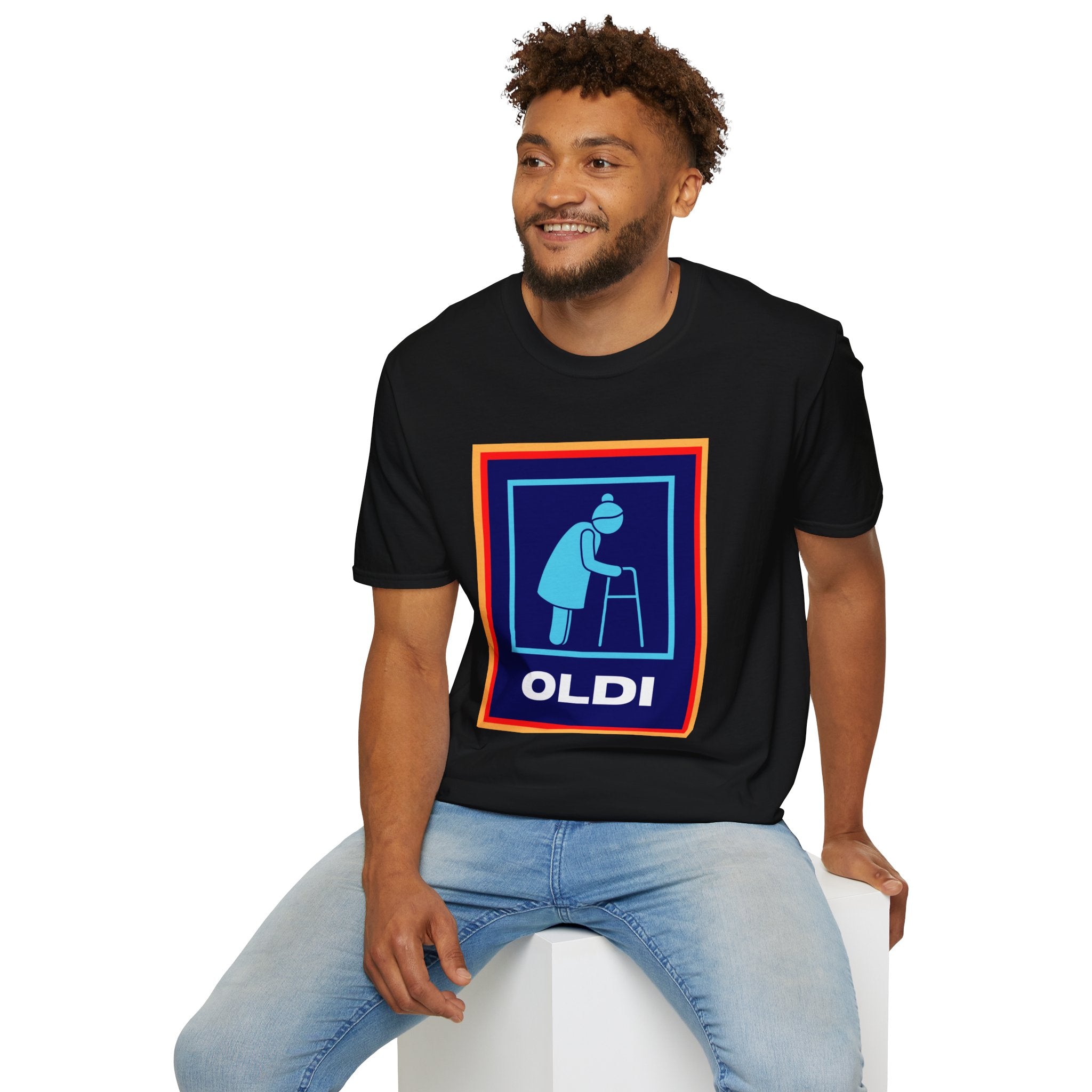 Old lady with Walking Stick Aldi Parody T-Shirt