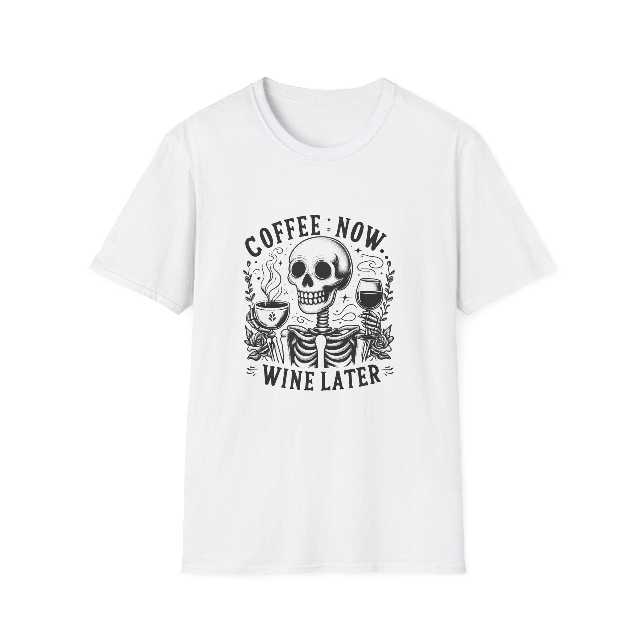 Coffee Now Wine Later Skeleton T-Shirt